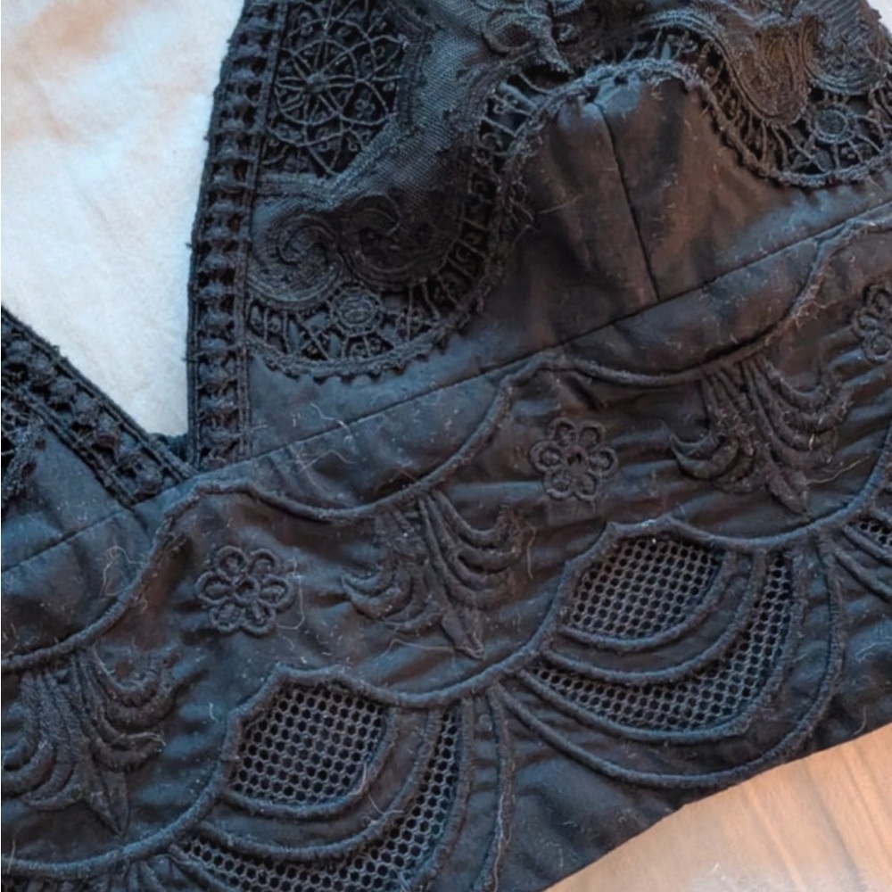 Alice + Olivia Black Embroidered Bralette Tank Top
